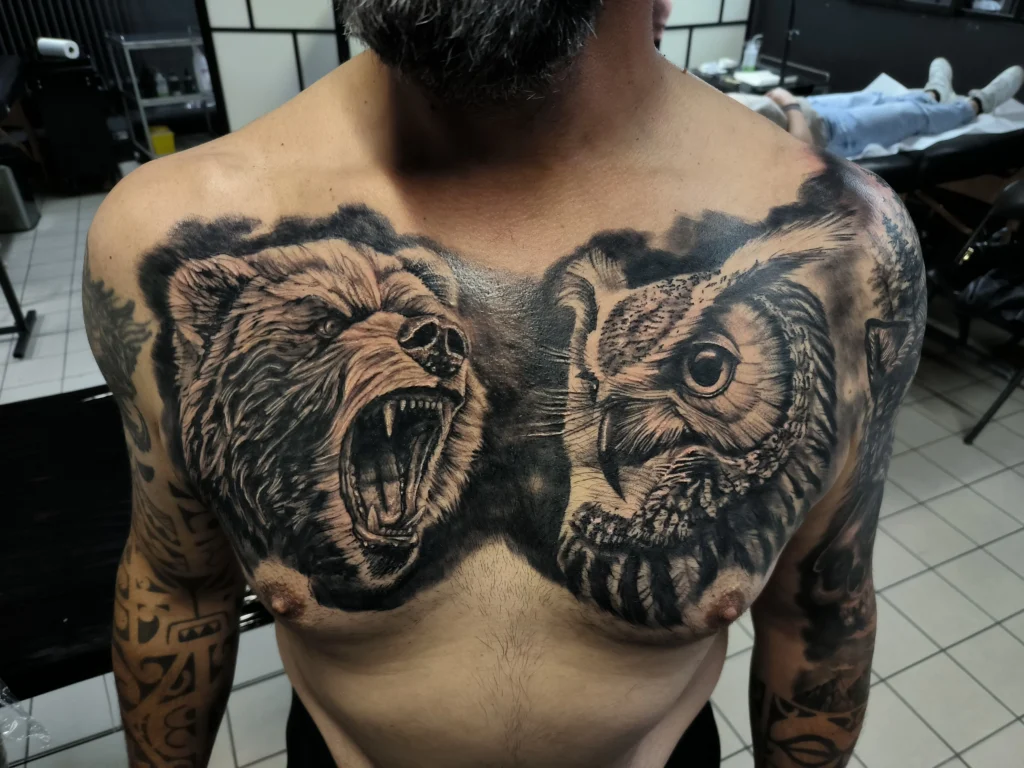 Chest réalisme ours et hibou