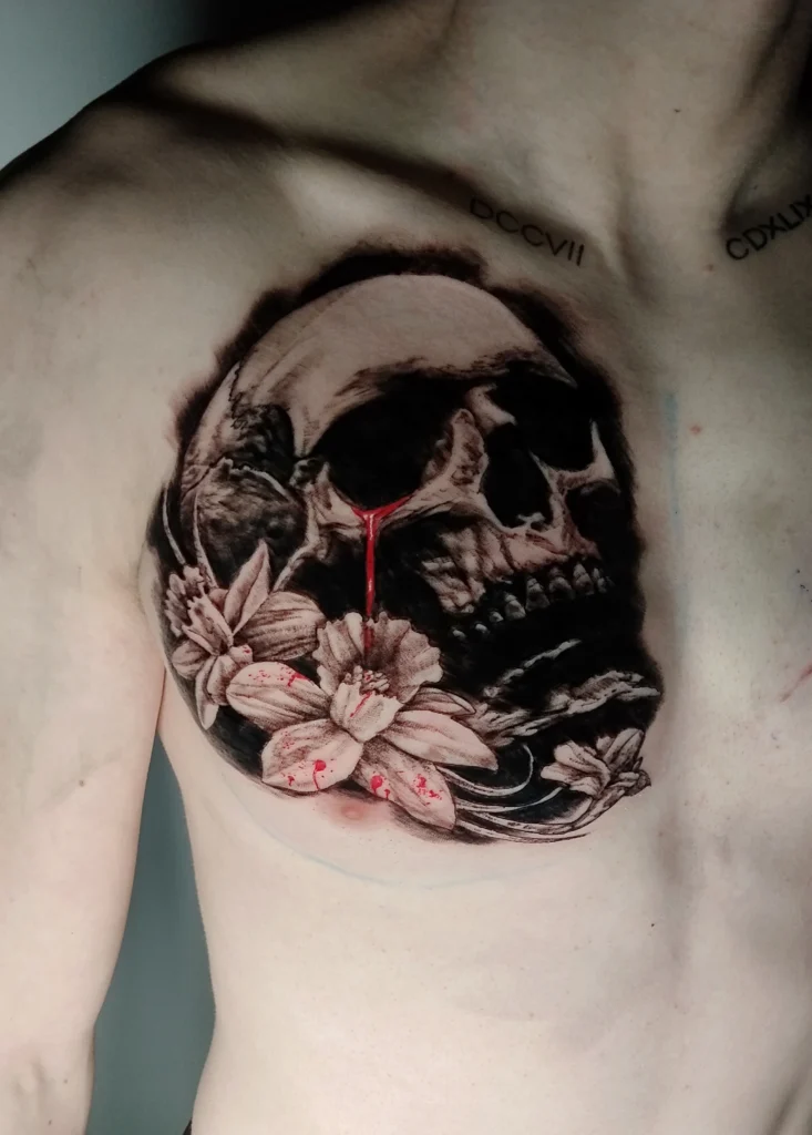 Crâne avec fleurs