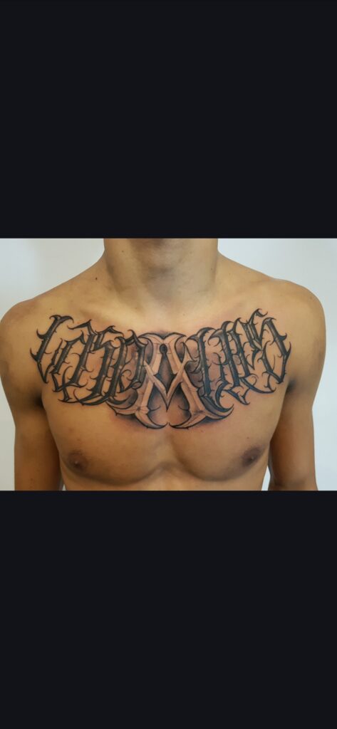 Chest lettering